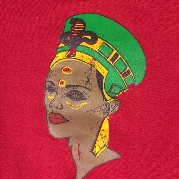 Vintage Jerzees Sweatshirt Adult XL Red Nubian Queen Art Crewneck USA Made - Picture 3 of 15